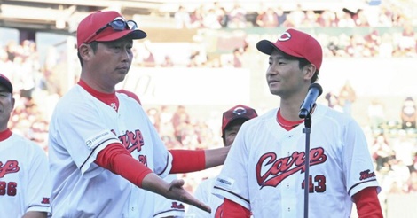 新井監督のむちゃぶりで、急きょあいさつの島内…スタンド沸かせる!